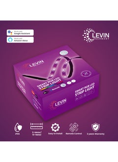 Levin Germany Smart RGB LED Strip Light-16 Million Colors, Music Sync, App & Remote Control, RGBW, Dimmable, Works with Alexa & Google Assistant, 2-Years Warranty  - Image 3