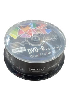 بريما 25 أقراص 16X DVD+R  سعة4.7 جيجابايت فارغة -120 دقيقة  - Image 1