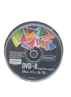 بريما 25 أقراص 16X DVD+R  سعة4.7 جيجابايت فارغة -120 دقيقة  - Image 2