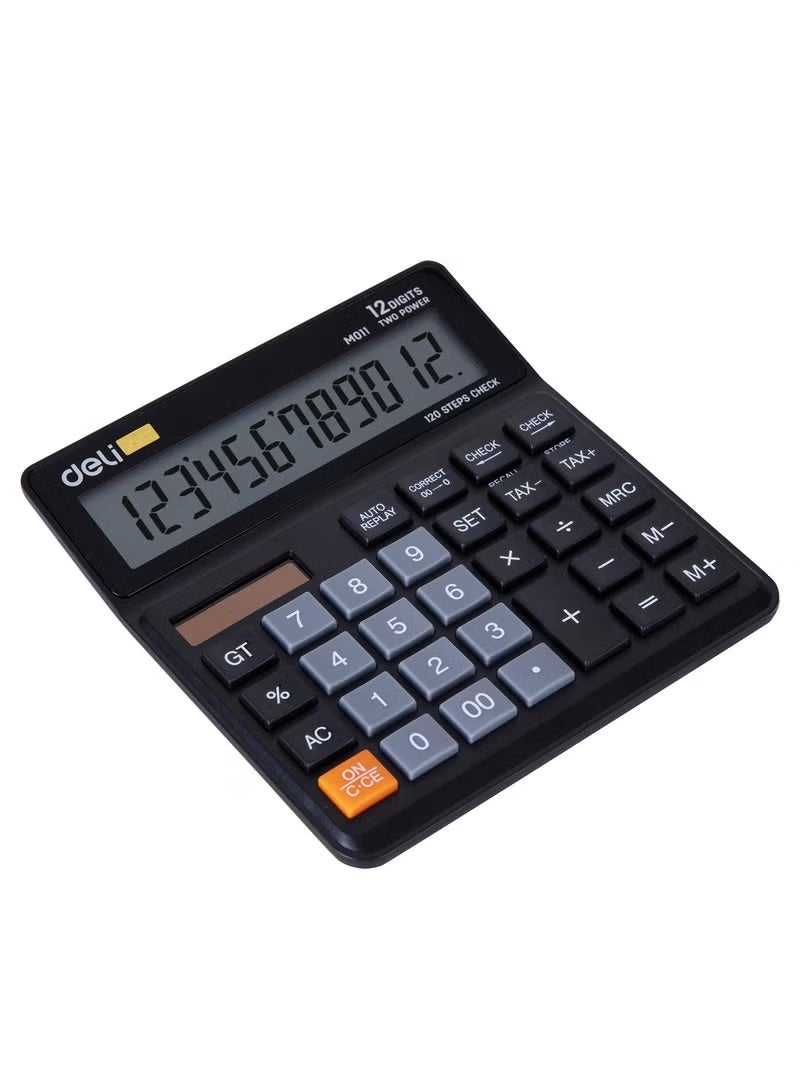 Deli EM01120 Calculator - Plastic 12 Digits - Black - Wide Panel - Image 5