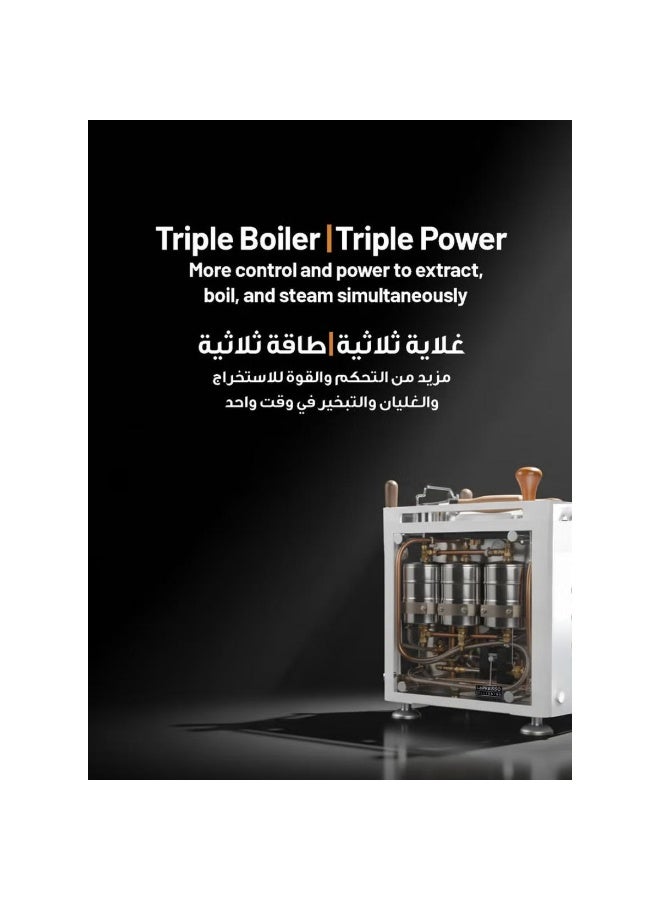 ليبرسو ماكينة تحضير القهوة LePresso Bellissimo بثلاث غلايات وضغط 15 بار ومضختين إيطاليتين. - Image 5