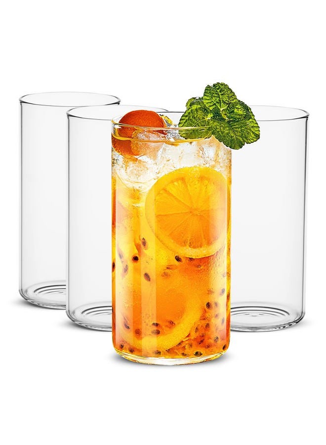 LUXU Drinking Gl 19 oz, Thin Highball Gl Set of 4,Clear Tall Glass Cups For Water, Juice, Beer, Drinks, and Cocktails and Mixed Drinks - Image 1