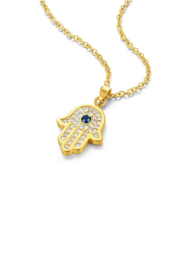 POLICE Police Vision Gold Plated Ladies Necklace With white and Aqua crystal 450+50MM - PEJLN0003901