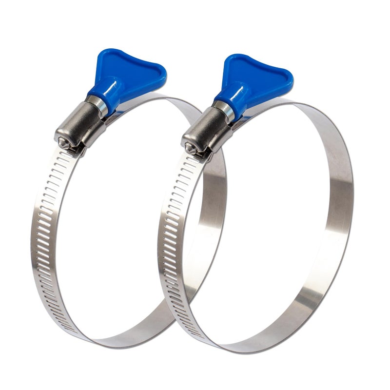 ISPINNER 2pcs 6 Inch Key-Type 304 Stainless Steel Worm Gear Hose Clamps, Adjustable Size Range 130-152mm Clamps for Dryer Vent, Dust Collector and Automotive