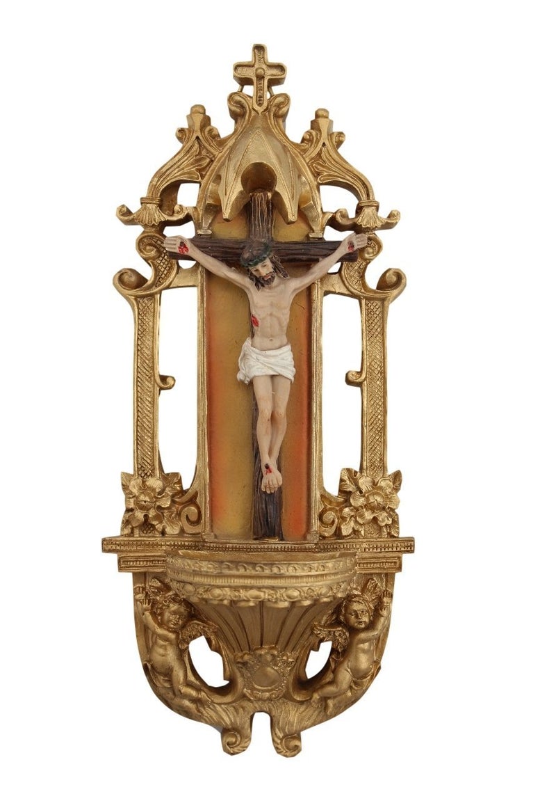 CB Solid Brass Crucifix Beautiful Jesus Wall Plaque Cross - Image 1