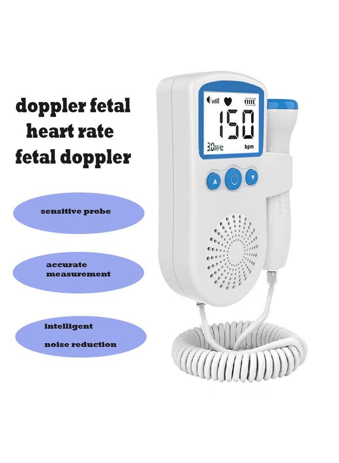 Portable Fetal Doppler Baby Heartbeat Detector Fetal Movement Stethoscope Pregnant Woman Home Inspection Instrument