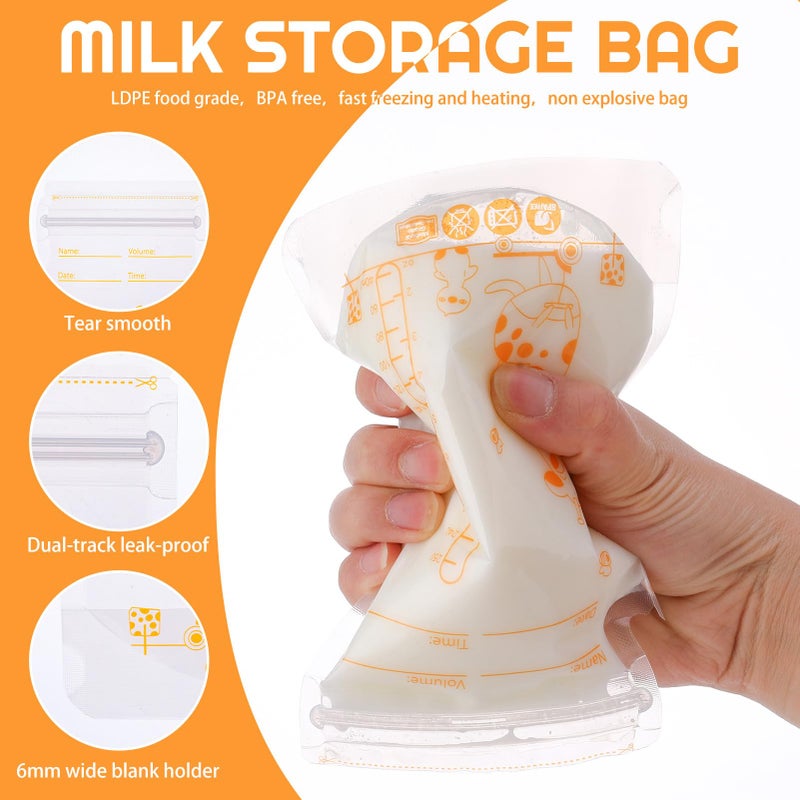 GSrenyu 60 Pcs Breast Milk Storage Bags 250ml Freezer Bags with Pour Spout No Leak Breastmilk Containers for Breastfeeding Fridge or Freezer Use - Image 3