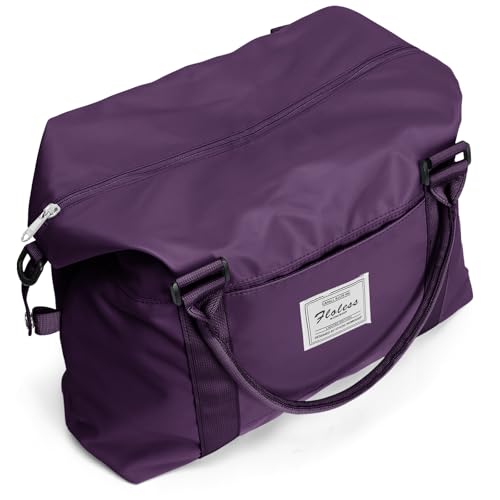 BJLFS Sports Duffel Bags for Women Dark Purple Weekender Travel Totes Bag for Airplane, Cute Sports Gym Dance Bag Overnight Luggage Bag with Wet Pocket, Carry On Hospital Bag for Labor and Delivery - Image 1