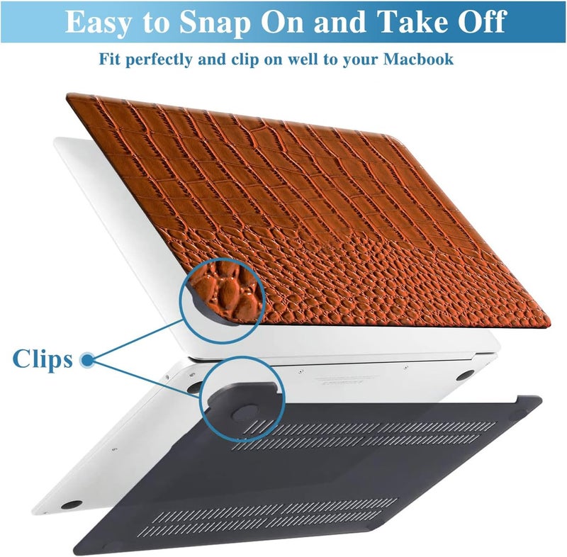 KEROM Compatible with Crocodile MacBook Air 13 inch Case 2021 2020 2019 2018 M1 A2337 A2179 A1932, Textured Elegant Luxury Aligator Skin Snakeskin PU Leather Hard Shell & Keyboard Cover, Brown - Image 3