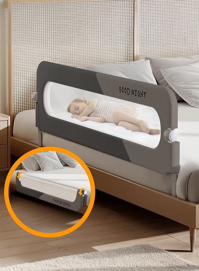WALALLA Foldable Toddler Bed Rail ,Extra Tall Safety Side Rail with Reinforced Anchor & Soft Mesh Bumper, Anti-Fall Guard for Kids Transitioning to Big Bed, Universal Fit for Twin, Full, Queen, King Size Beds,Grey - Image 1