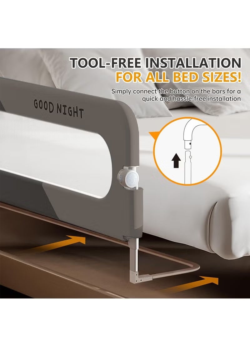 WALALLA Foldable Toddler Bed Rail ,Extra Tall Safety Side Rail with Reinforced Anchor & Soft Mesh Bumper, Anti-Fall Guard for Kids Transitioning to Big Bed, Universal Fit for Twin, Full, Queen, King Size Beds,Grey - Image 5