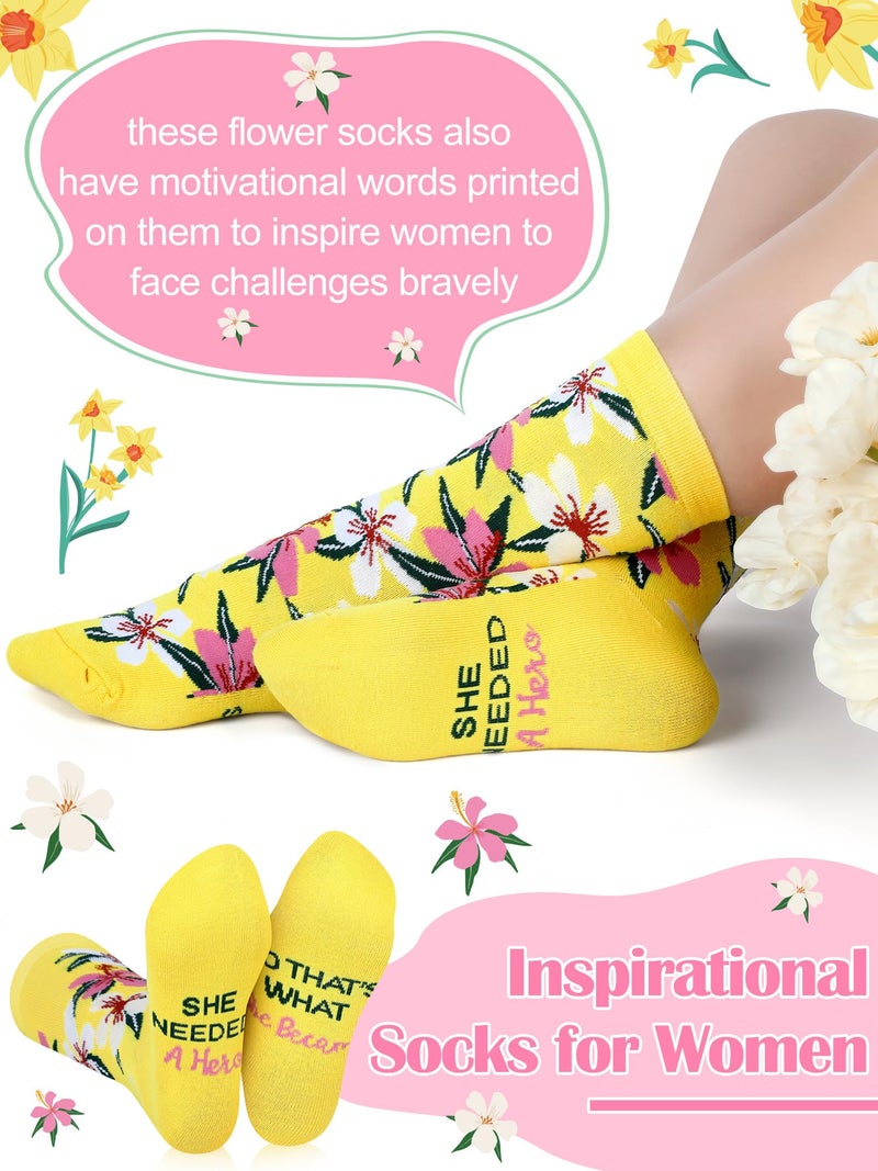 Cutecrop 10 Pairs Floral Socks for Women Novelty Cute Flower Crew Socks for Lady Spring Birthday Inspirational Gift(Floral Style) - Image 5
