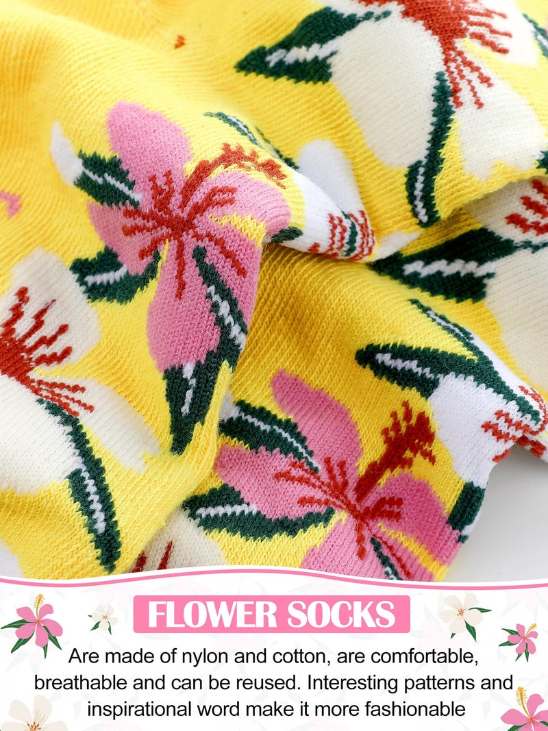 Cutecrop 10 Pairs Floral Socks for Women Novelty Cute Flower Crew Socks for Lady Spring Birthday Inspirational Gift(Floral Style) - Image 3