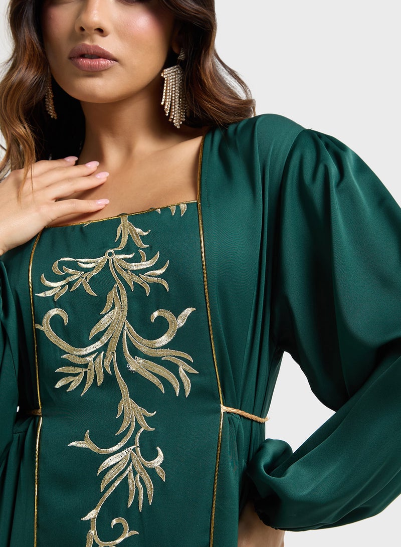 hayas closet Embroidered Emerald Dress - Image 3