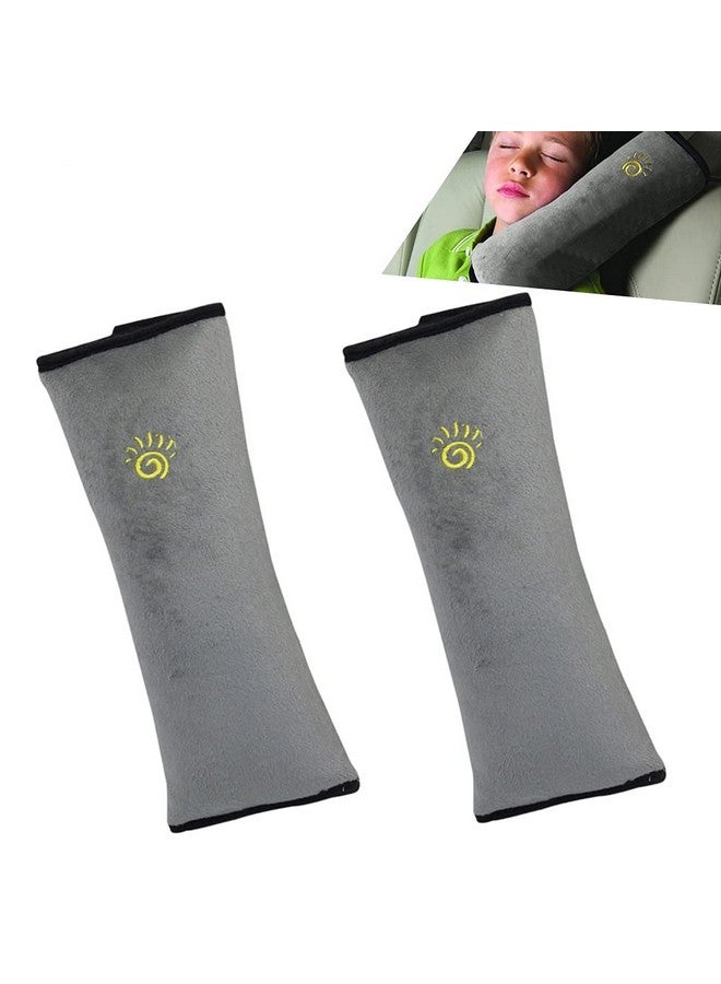 COFFLED Gray Seat Belt Pillow for Kids 2PC, Seatbelt Pillow for Child Travel, Seat Belt Pillow for Toddler Head Protector, Shoulder Pad for Car Safety Seatbelt, Car Sleeping Seat Belt Pillow Support - Image 1