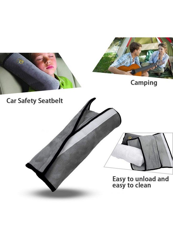 COFFLED Gray Seat Belt Pillow for Kids 2PC, Seatbelt Pillow for Child Travel, Seat Belt Pillow for Toddler Head Protector, Shoulder Pad for Car Safety Seatbelt, Car Sleeping Seat Belt Pillow Support - Image 4
