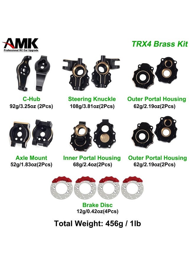AMK Trx4 Brass Counter Weight Black Coating Portal Axle Housing For 1/10 Rc Crawler Trx6 Trx-4 Bronco Defender Upgrade (8 In 1 Set For Trx4) - Image 2