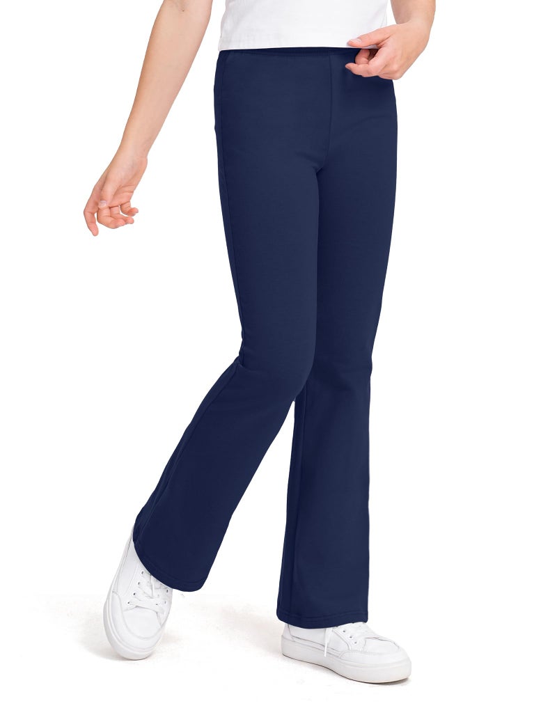 KEREDA Girls Flare Leggings School Uniform Pants for Girls Bell Bottoms Cotton Clothes for Kids 9-10 Years Navy - Image 2
