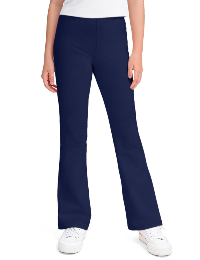 KEREDA Girls Flare Leggings School Uniform Pants for Girls Bell Bottoms Cotton Clothes for Kids 9-10 Years Navy - Image 1