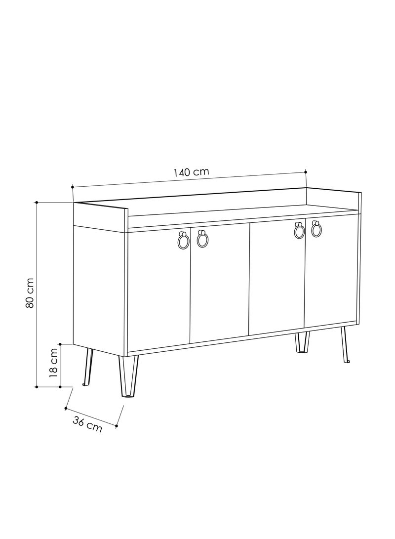 موراه هوم ديا كونسول تخزين متعدد الاستخدامات اللون أنثراسيت ولون موكا فاتح بارجل حديدية - Image 4