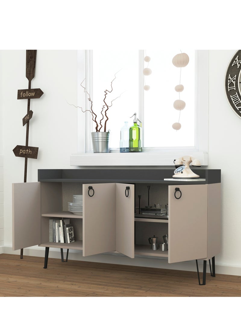 موراه هوم ديا كونسول تخزين متعدد الاستخدامات اللون أنثراسيت ولون موكا فاتح بارجل حديدية - Image 2