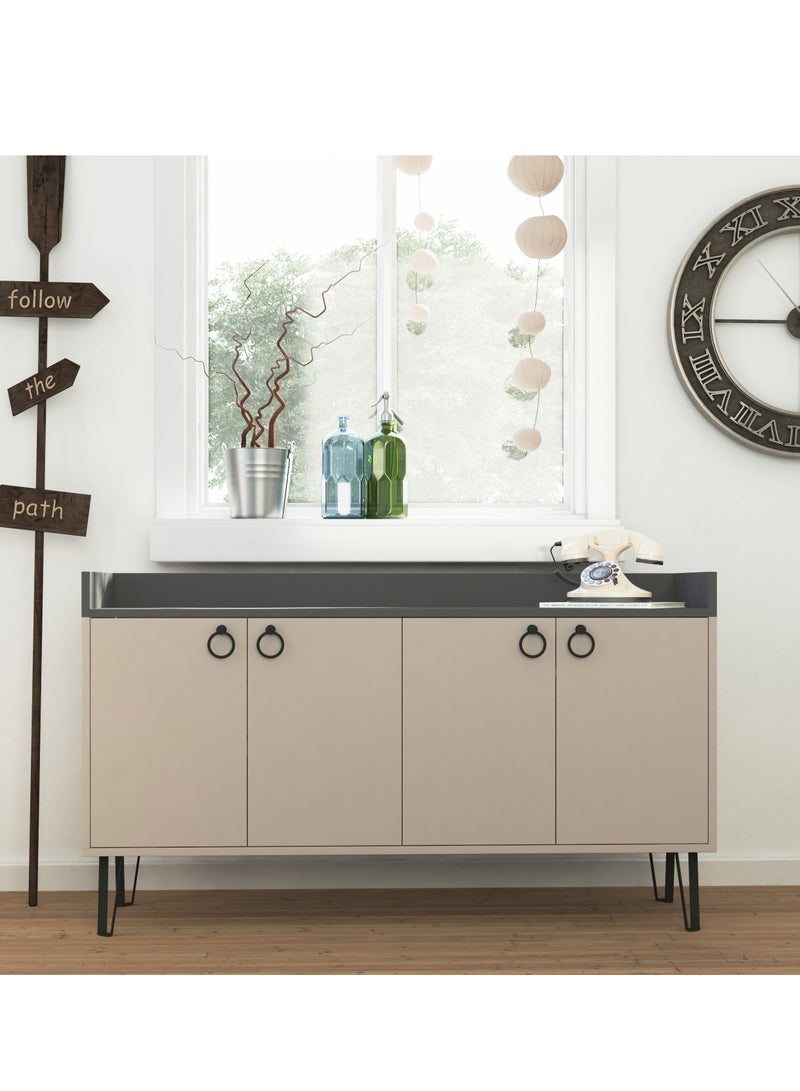 موراه هوم ديا كونسول تخزين متعدد الاستخدامات اللون أنثراسيت ولون موكا فاتح بارجل حديدية - Image 1