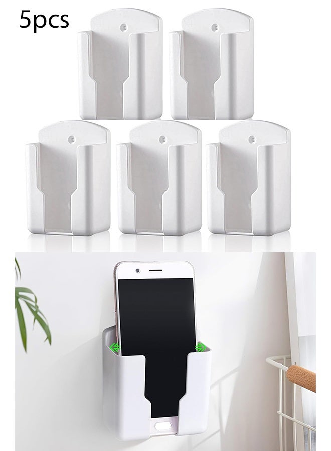 KANGLI 5 Pcs Wall Mount Remote Control Holder,  TV Air Conditioner Remote Control Holder, Wall Mount Storage Box Organizer, for Home Nightstand Office Desk School Supply Storage (White) - Image 1