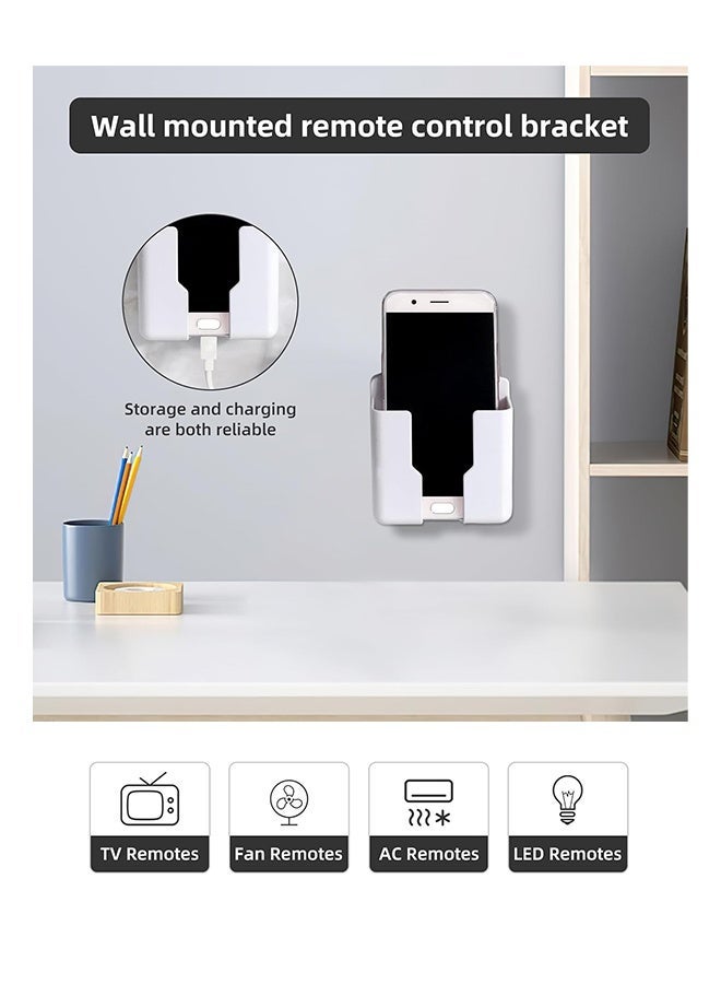 KANGLI 5 Pcs Wall Mount Remote Control Holder,  TV Air Conditioner Remote Control Holder, Wall Mount Storage Box Organizer, for Home Nightstand Office Desk School Supply Storage (White) - Image 4