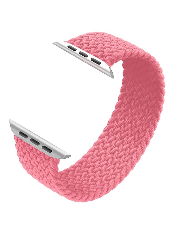 Braided Nylon Solo Loop Band 42mm 44mm 45mm 49mm Wrist Size 135-140mm Compatible with Apple Watch Series 1-9 SE Ultra 1 Ultra 2 - Pink - Image 1