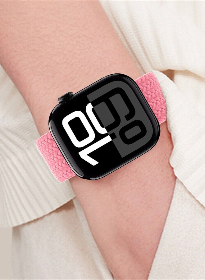 Braided Nylon Solo Loop Band 42mm 44mm 45mm 49mm Wrist Size 135-140mm Compatible with Apple Watch Series 1-9 SE Ultra 1 Ultra 2 - Pink - Image 4