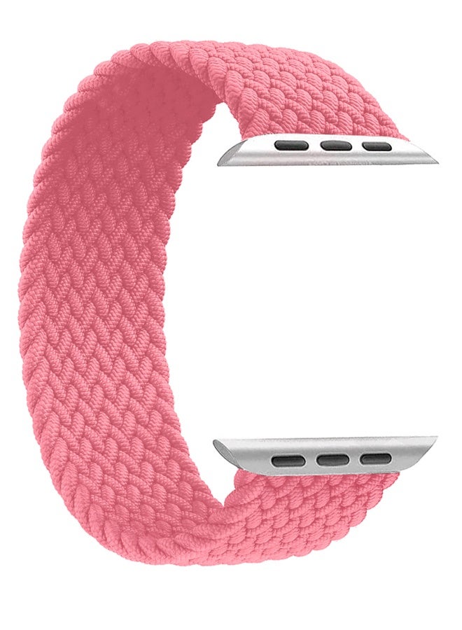 Braided Nylon Solo Loop Band 42mm 44mm 45mm 49mm Wrist Size 135-140mm Compatible with Apple Watch Series 1-9 SE Ultra 1 Ultra 2 - Pink - Image 3