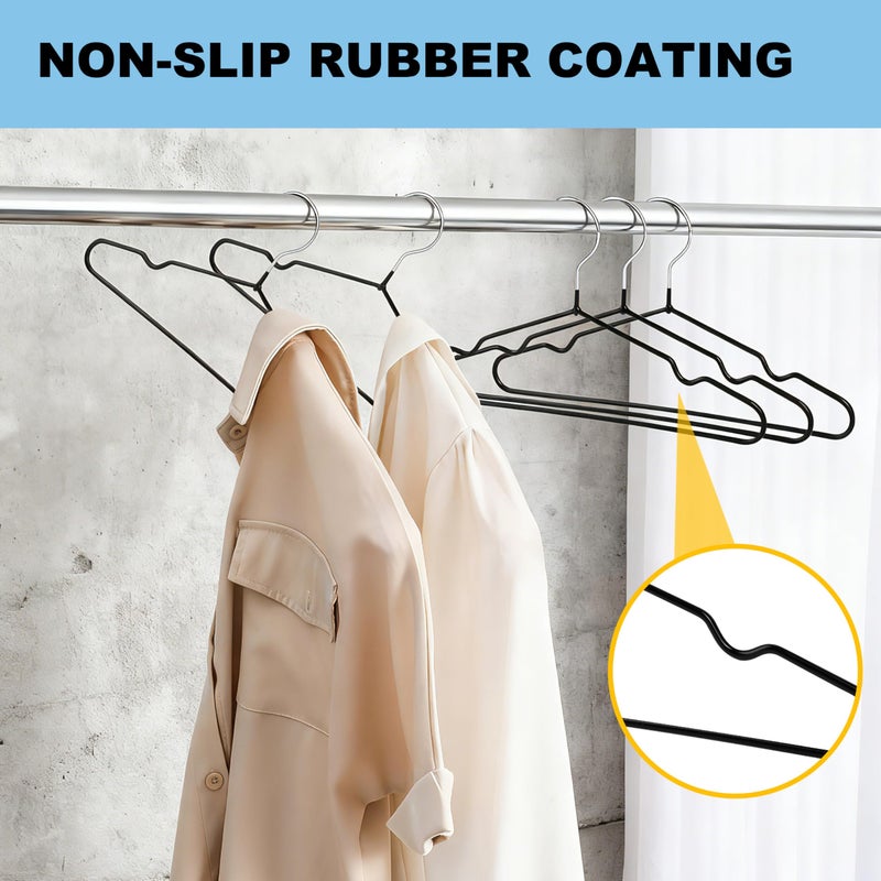 Quality Hangers Quality 16-Inch ClosetMax Metal Non-Slip Hangers â€“ 50-Pack â€“ Thin 3.6MM Space Saving with PVC Rubber Coating, Anti-Rust, Chrome Hook â€“ for Everyday Lightweight Clothing (50, Black, 16 Inch) - Image 5