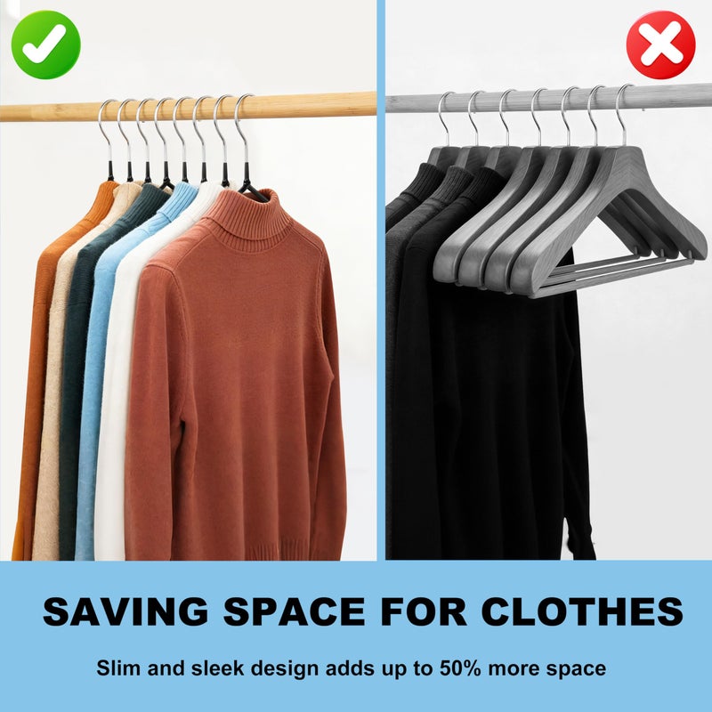 Quality Hangers Quality 16-Inch ClosetMax Metal Non-Slip Hangers â€“ 50-Pack â€“ Thin 3.6MM Space Saving with PVC Rubber Coating, Anti-Rust, Chrome Hook â€“ for Everyday Lightweight Clothing (50, Black, 16 Inch) - Image 4