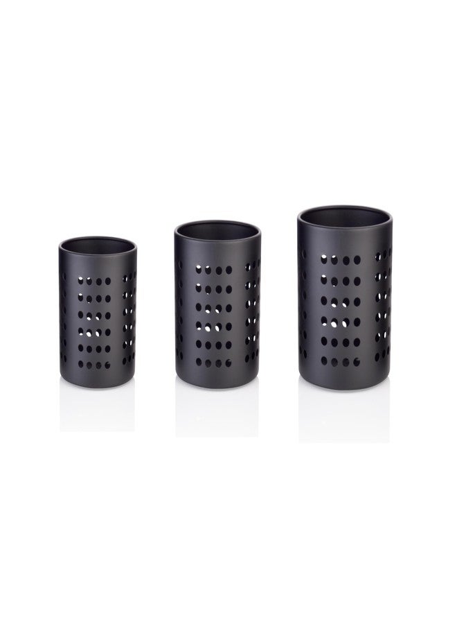 EMBASSY Cutlery/Stationary/Toiletry Holder, Set of 3 - Sizes 1-3 (Black Colour, Stainless Steel) - Image 1