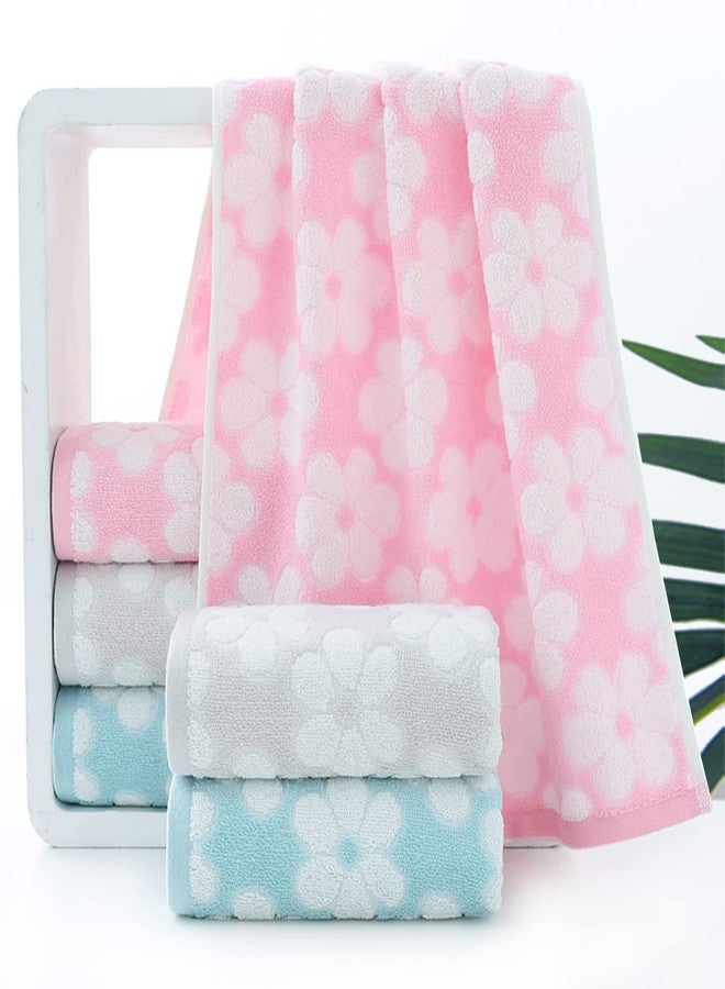 Pidada Hand Towels Set of 2 Floral Pattern 100% Cotton Soft Absorbent Decorative Towel for Bathroom (Pink) - Image 3