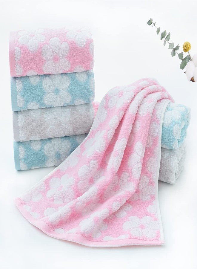 Pidada Hand Towels Set of 2 Floral Pattern 100% Cotton Soft Absorbent Decorative Towel for Bathroom (Pink) - Image 5