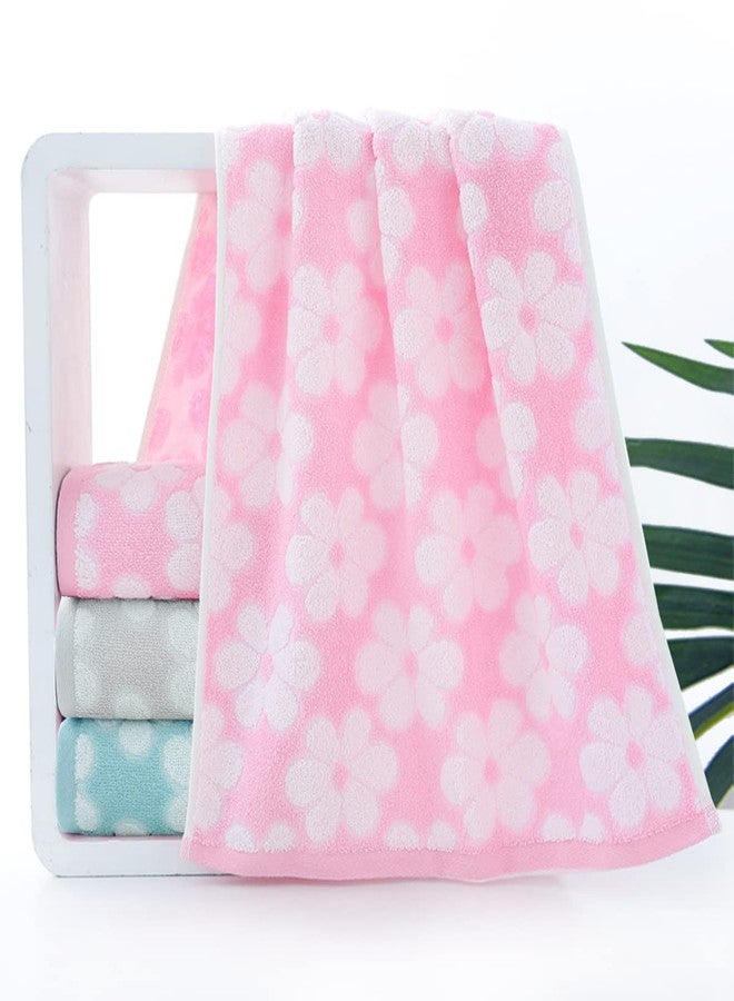 Pidada Hand Towels Set of 2 Floral Pattern 100% Cotton Soft Absorbent Decorative Towel for Bathroom (Pink) - Image 4