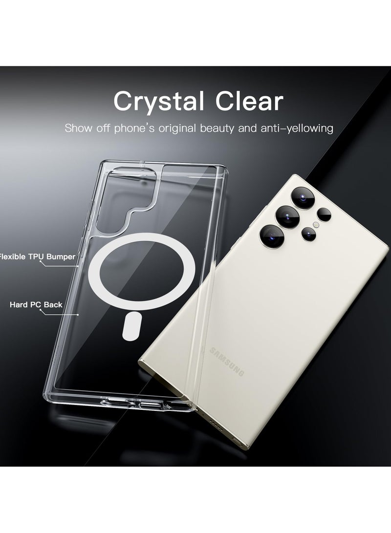 Magnetic Case Cover for Samsung Galaxy S23 Ultra, Compatible with MagSafe,Anti-Yellowing Crystal Clear Shockproof Protection Back Cover, Ultra Slim Strong Magnet Phone Shell Case for Samsung Galaxy S23 Ultra - Image 3