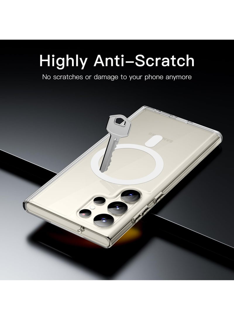 Magnetic Case Cover for Samsung Galaxy S23 Ultra, Compatible with MagSafe,Anti-Yellowing Crystal Clear Shockproof Protection Back Cover, Ultra Slim Strong Magnet Phone Shell Case for Samsung Galaxy S23 Ultra - Image 4