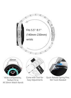 WINGLE for Samsung Galaxy Watch 7 6 5 4 Band Watch 6 Classic 47mm Bands 5 Pro Galaxy Watch 4 Classic FE Band 45mm 43mm 44mm 40mm 46mm 42mm Men 20mm Stainless Steel Band Galaxy Watch 3 41mm, Silver  - Image 5