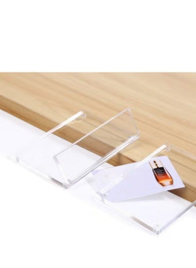 Eckek إيكك 2 حزمة حامل بطاقة السعر من الأكريليك حامل علامة عرض أفقي مائل شكل L حامل علامة على الطاولة - Image 5