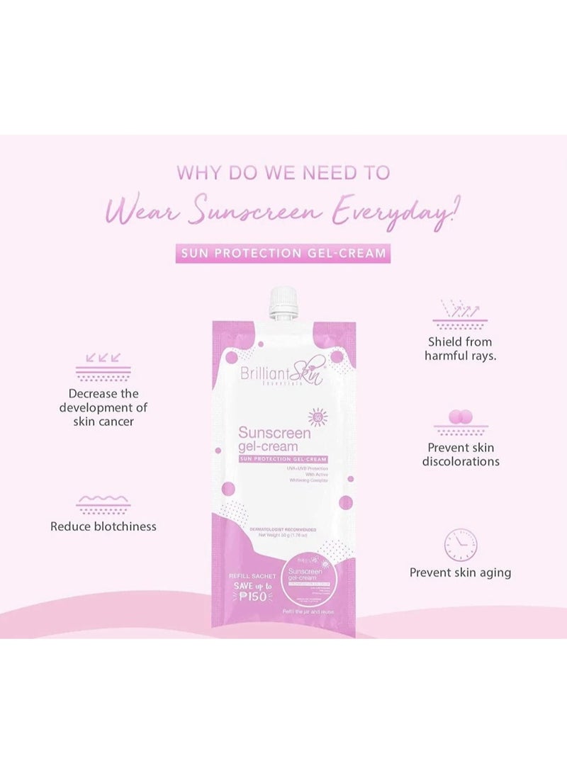 Brilliant Skin Sunscreen Gel-Cream 50g - UVA & UVB Protection - Lightweight Daily Sunscreen - Image 2