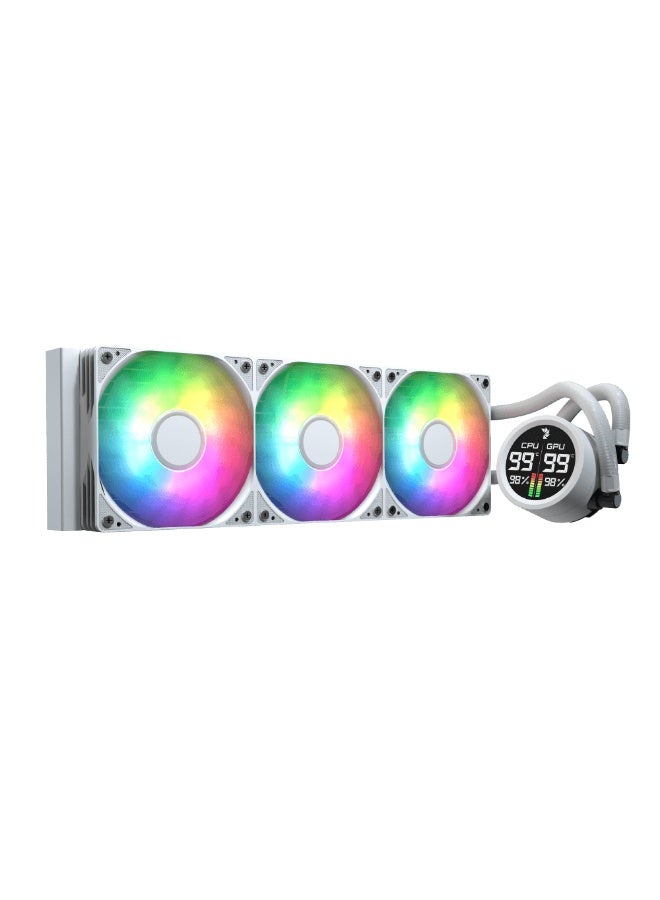 AeroCool Abyss L360R Digi 360mm ARGB Liquid CPU Cooler Digital Display Pump Head 320W TDP High Performance Cooling | Copper Micro-Channel Block | PWM RGB Fans High Airflow | Intel LGA1851/1700/1200/115X AMD AM5/AM4 | Silent Pump | 16.8M ARGB Lighting | Gaming PC Water Cooling System - Image 1