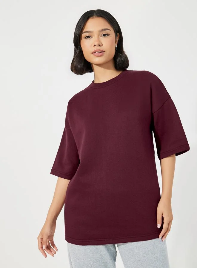 Styli Styli Oversized Plain T-Shirt with Dropped Shoulder