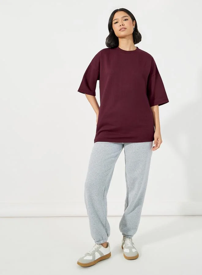 Styli Styli Oversized Plain T-Shirt with Dropped Shoulder