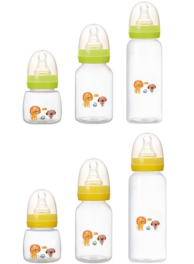 Baby Feeding Bottle Set, 6 Pack of Bottles with Lids, BPA-Free PP Material, Anti-Colic Design, Easy-Grip Bottles, Newborn Essentials(60ml+150ml+260ml) - Image 1