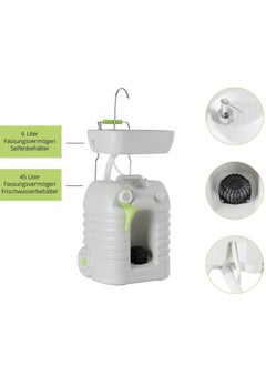 Albawadi Portable Camping Hand Wash Sink Foot Pump With 45L Water Tank Wheels Dispenser Adjustable Height Size  - Image 3