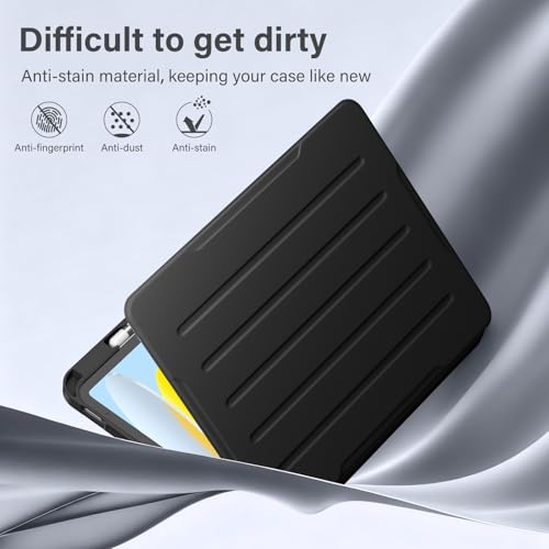 Akkerds for iPad (A16) 11th Generation Case 11 Inch 2025, for iPad 10th Generation Case 10.9 Inch 2022 with Pencil Holder, Multiple Angles Stand Cover, Shockproof TPU Back, Auto Sleep/Wake, Black - Image 2