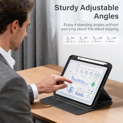 Akkerds for iPad (A16) 11th Generation Case 11 Inch 2025, for iPad 10th Generation Case 10.9 Inch 2022 with Pencil Holder, Multiple Angles Stand Cover, Shockproof TPU Back, Auto Sleep/Wake, Black - Image 4