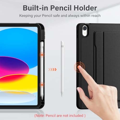 Akkerds for iPad (A16) 11th Generation Case 11 Inch 2025, for iPad 10th Generation Case 10.9 Inch 2022 with Pencil Holder, Multiple Angles Stand Cover, Shockproof TPU Back, Auto Sleep/Wake, Black - Image 3